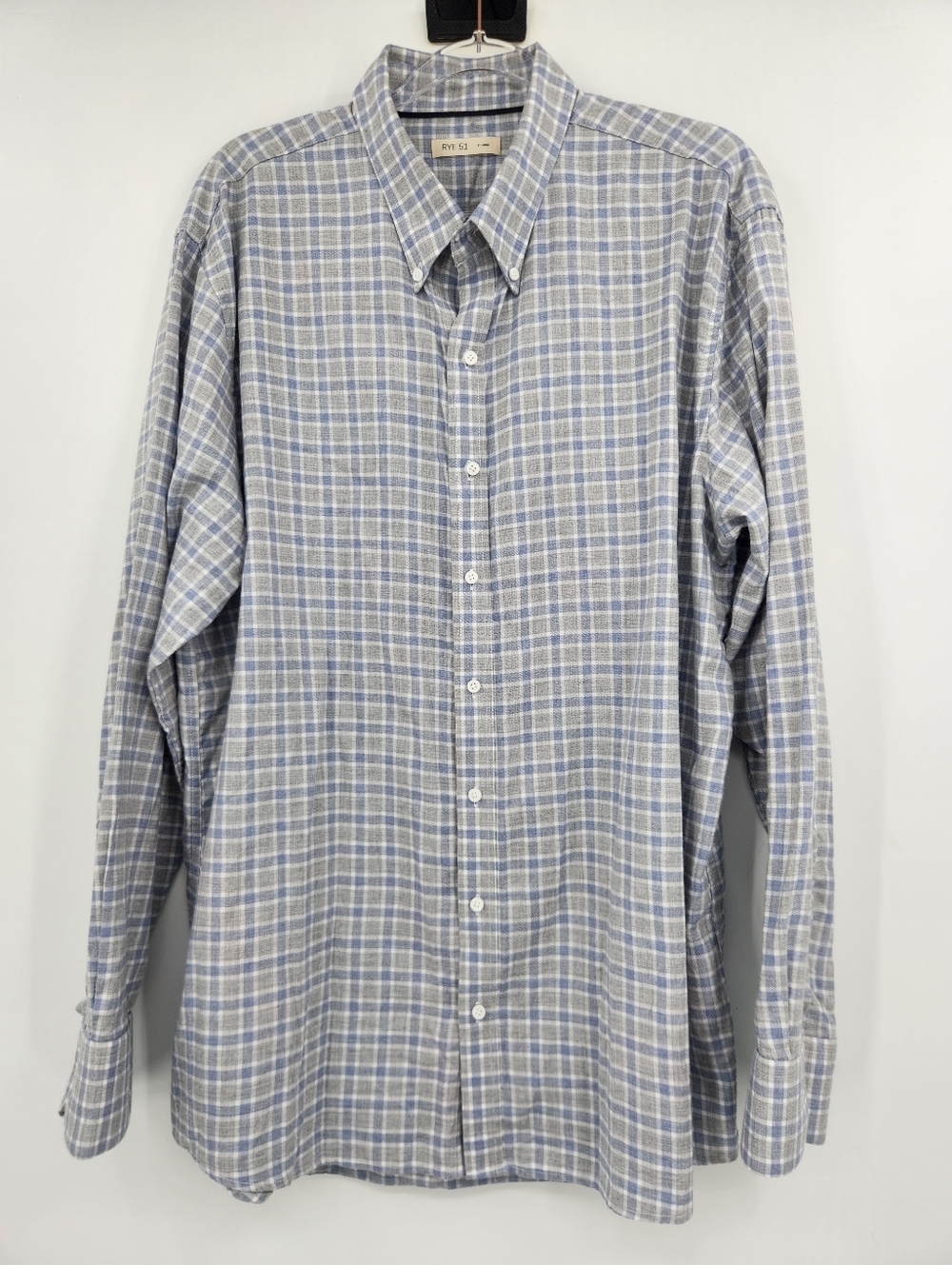 Rye 51 Long Sleeve Button Front Shirt Mens Size XL The Flannery Blue Gray Plaid